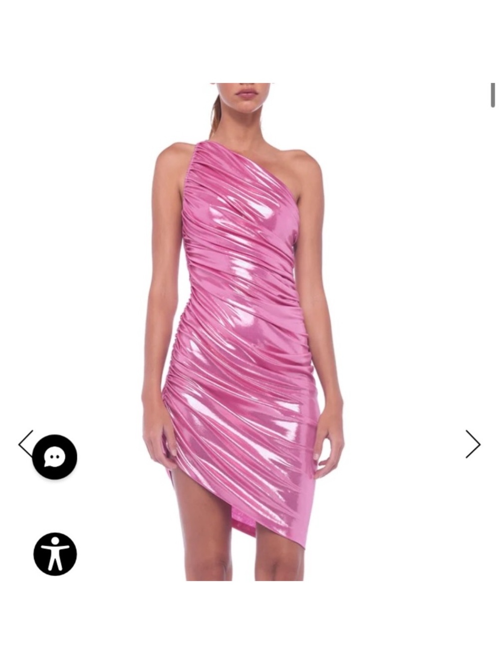Norma Kamali Diana metallic candy pink mini dress!
